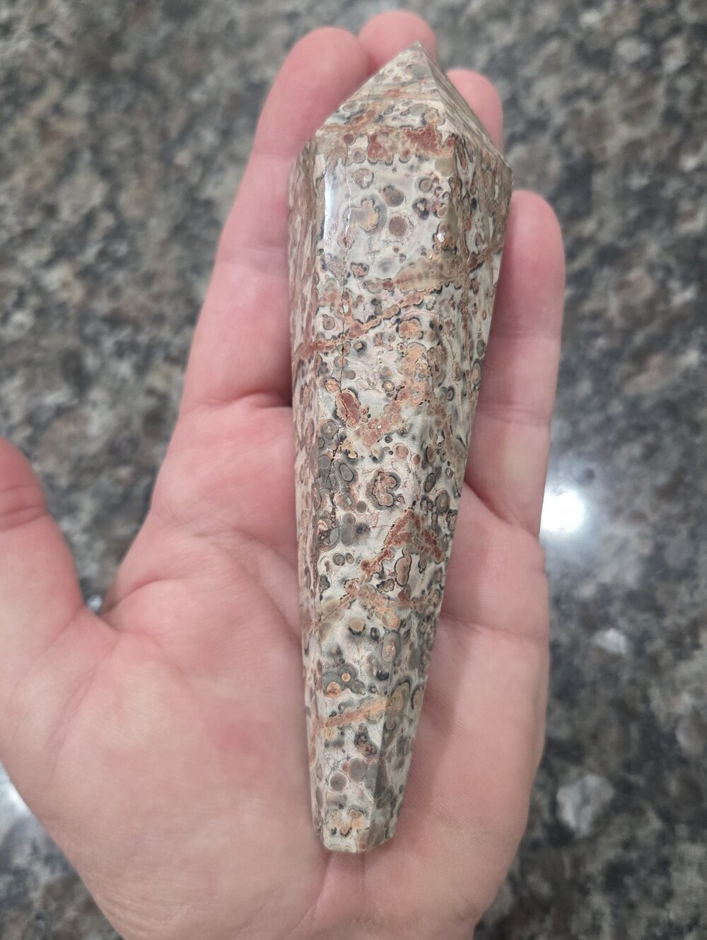 Natural Leopardskin Jasper Polished Crystal Scepter #7 New - Picture 6 of 6